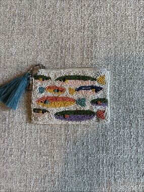 🐠Beaded Fish Coin Pouch with Teal Tassel